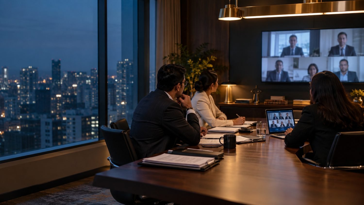 Edvisars advising international clients on Indian-law matters over a video conference from New Delhi